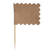 Flaggenpicker mit Zierrand, 7,5cm, Flagge: 4,5x3,5cm, SB-Btl 10Stück, natur