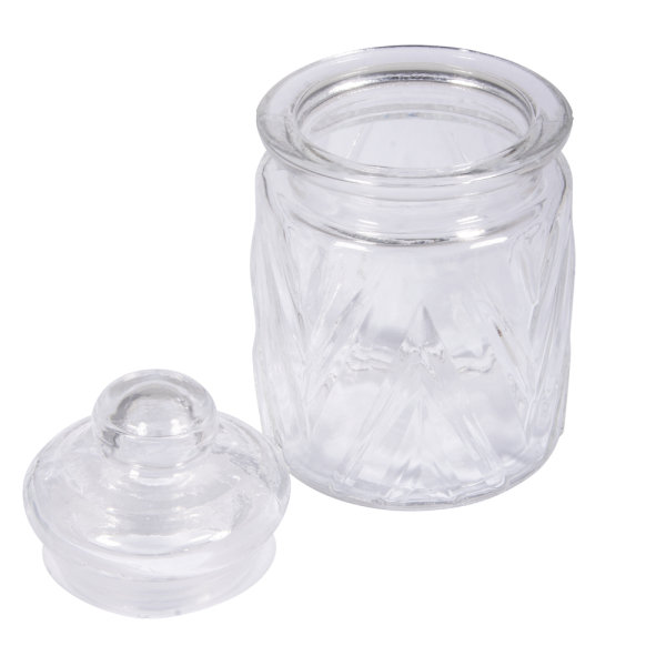 Glas Gefäss mit Glasdeckel Chevron, 8cm ø, 12,5cm, 280ml, Öffnung ø5,5cm