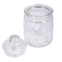 Glas Gefäss mit Glasdeckel Chevron, 8cm ø, 12,5cm, 280ml, Öffnung ø5,5cm