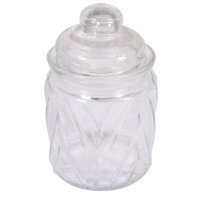 Glas Gefäss mit Glasdeckel Chevron, 8cm ø, 12,5cm, 280ml, Öffnung ø5,5cm