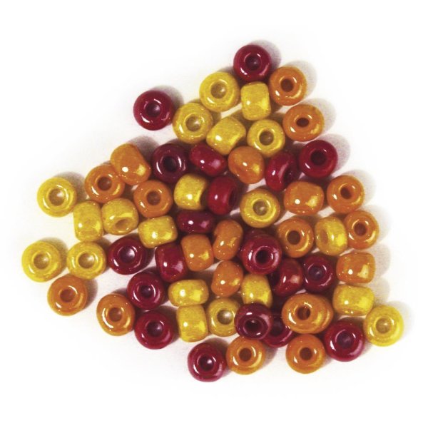 Glas-Großlochradl,opak,rot, gelb Töne, ø 8,7 mm, Dose 55g