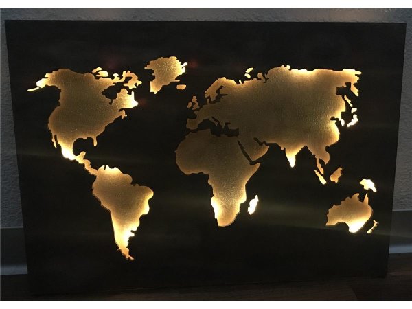 Weltkarte gold + leuchtend