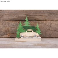 Holzmotive Bäume und Auto, FSC100%, 20x17,5cm,...