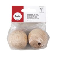 Rohholzkugeln FSC 100%,gebohrt, 45mm ø, 8mm - DL, SB-Btl 2Stück
