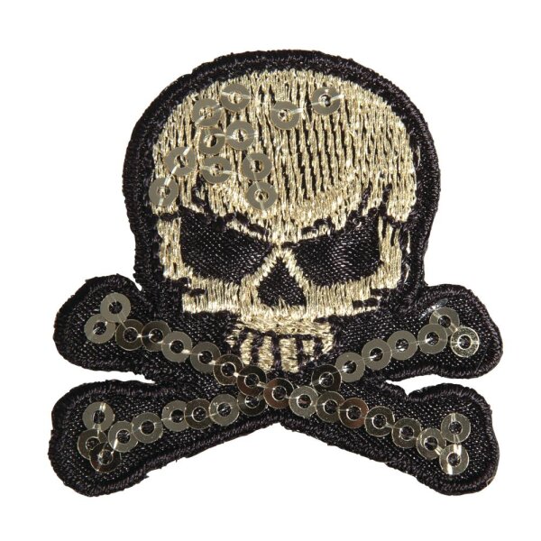 Patch Skull and bones, 4,2x4cm, zum Aufbügeln, SB-Btl. 1Stück