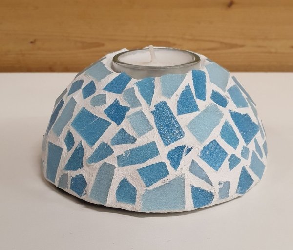 Teelichthalter Mosaik (hellblau)